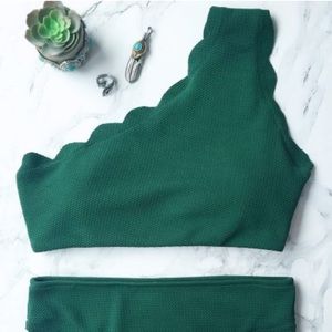 Zaful dark green swim suit