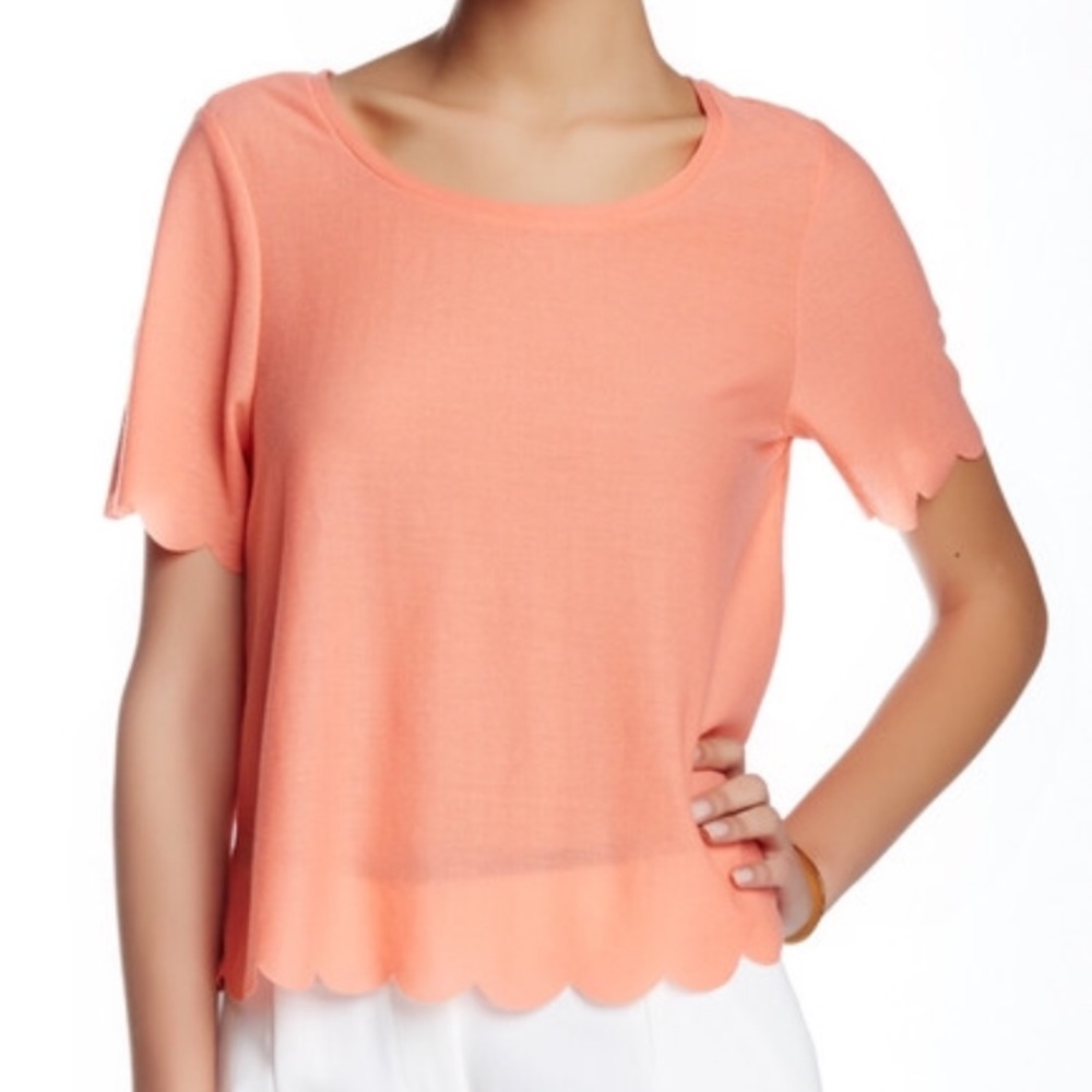 top shop orange scallop top