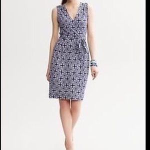 Blue and white Banana Republic wrap dress