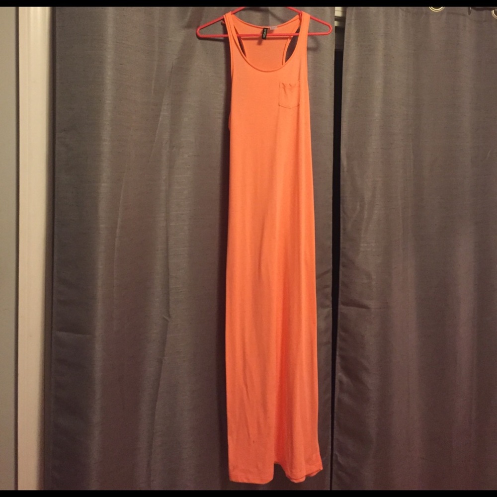 H&M Coral Orange Racerback Maxi dress