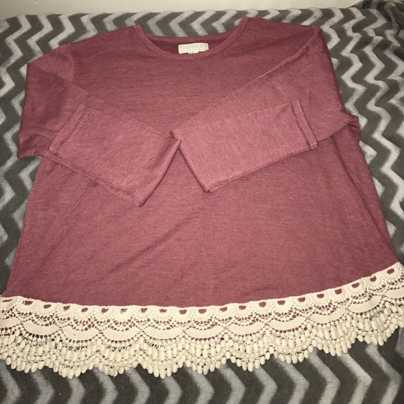 Maroon Forever 21 Long Sleeve Crop - Picture 1 of 3