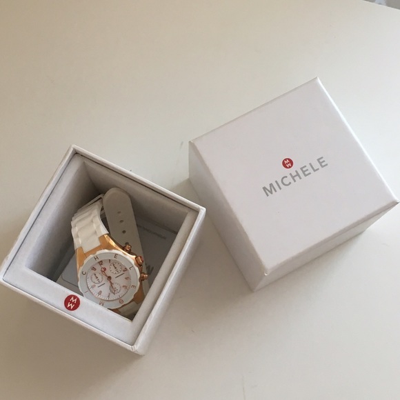 Michele Accessories - Michele Tahitian Jelly Bean White Rose Gold Watch