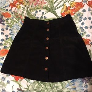 Black Corduroy Button Down Skirt