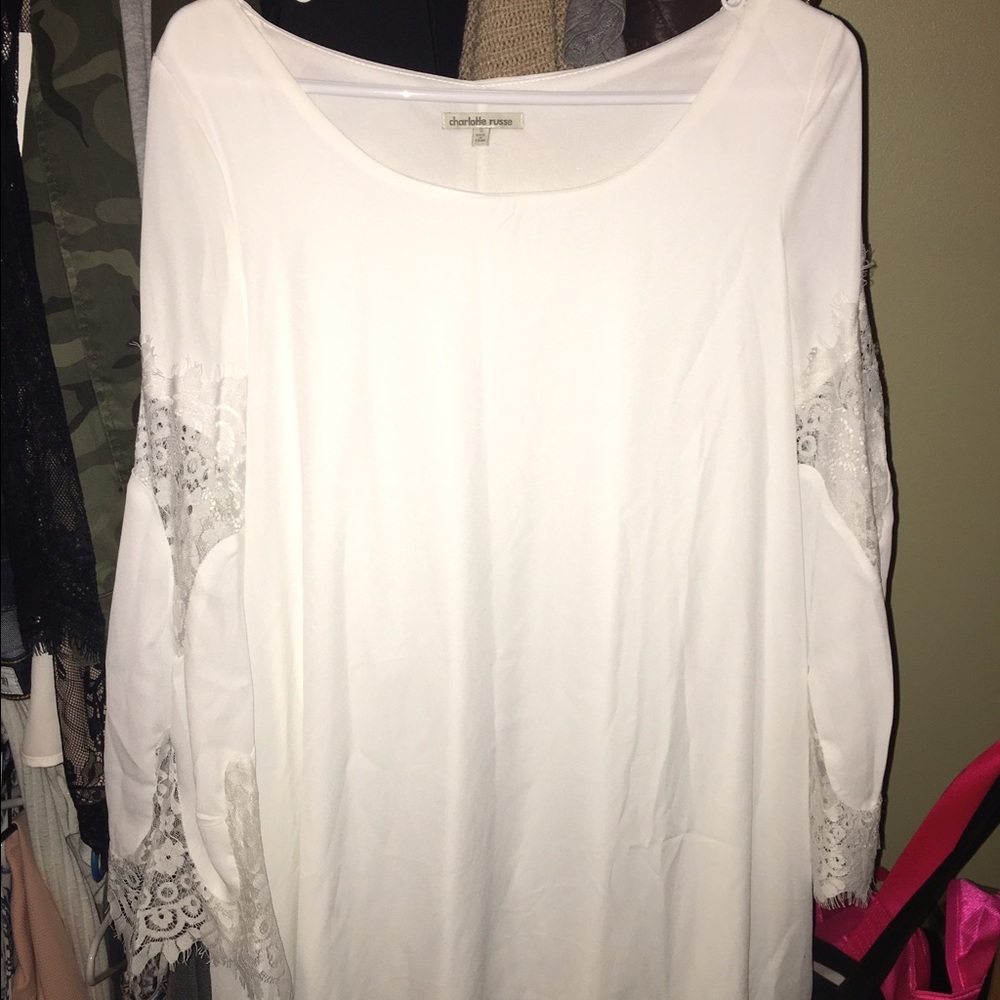 Long sleeve white lace dress