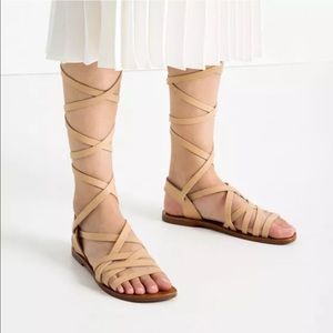 Tan Beige Nude ZARA strappy gladiator sandals