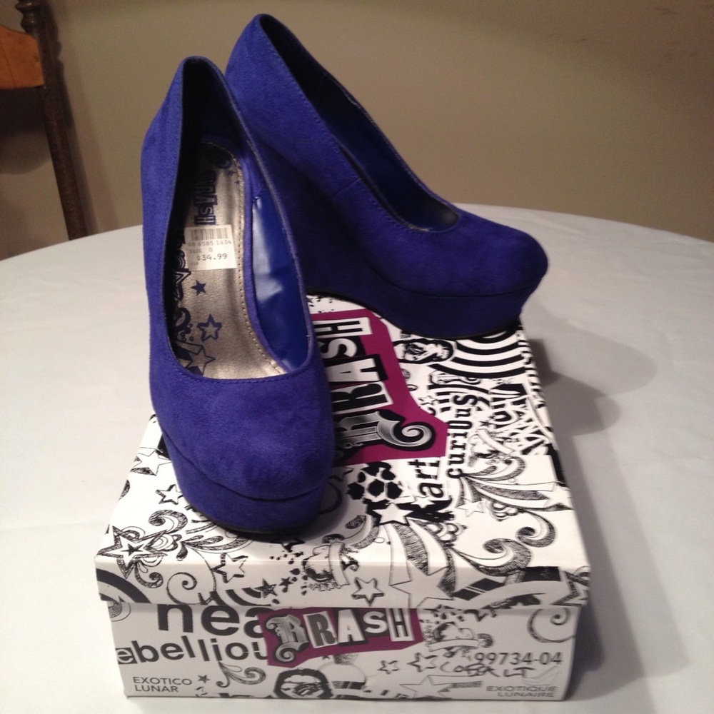 Cobalt Blue Suede-like Wedge