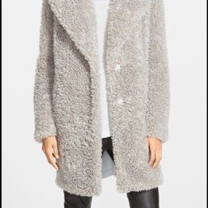 Kensie Teddy Bear Grey Fur Coat