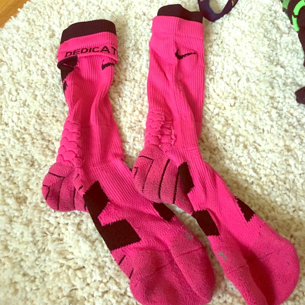 Hot pink Nike elite vapor socks