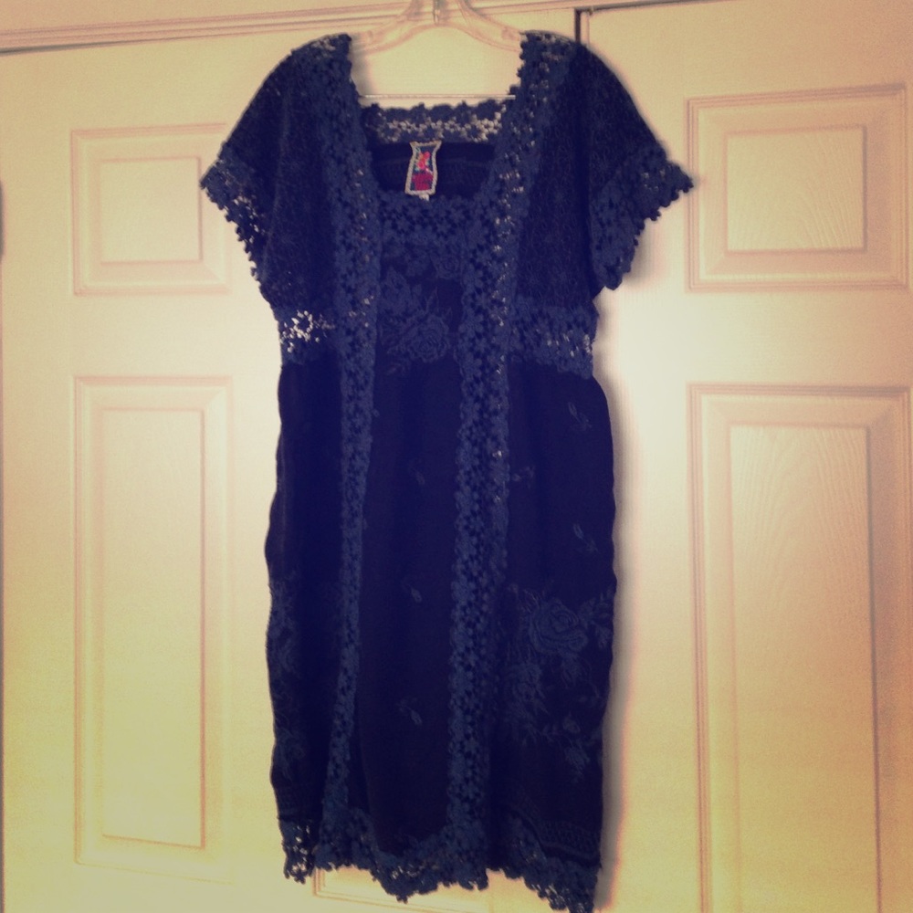 Johnny Was Rose Garden embroidered lacy dress M