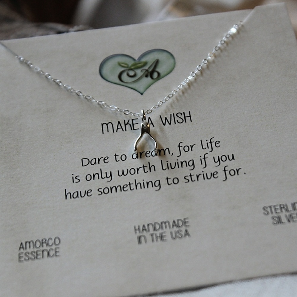 Wishbone Charm Necklace, Sterling Silver