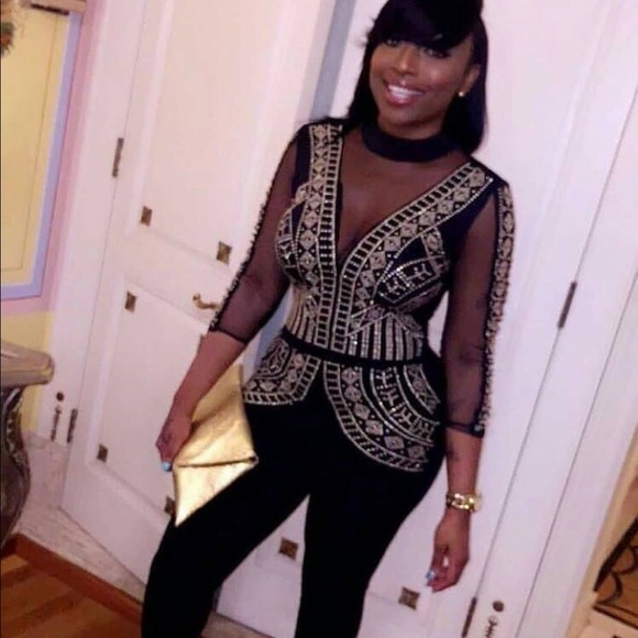 LAST ONE Rated 5⭐️ New Mesh Rhinestone Jumpsuit! - Picture 3 of 8