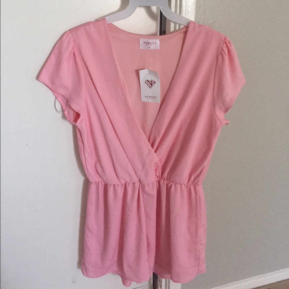 Pink short sleeve romper