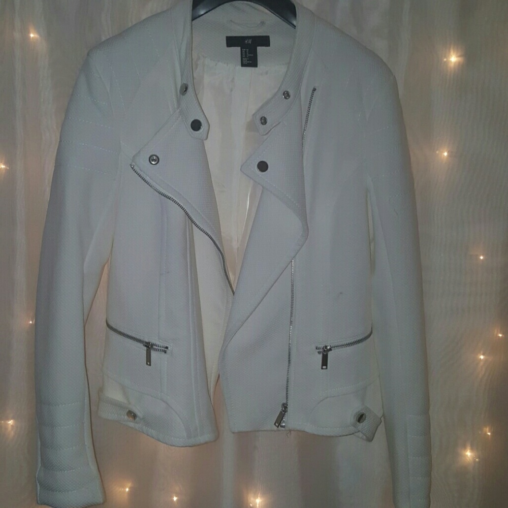 H&M Off white biker jacker