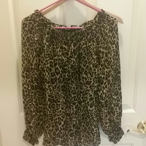 Express Tops - Express leopard print 100% silk tunic top