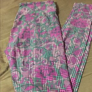TC LuLaRoe Leggings - floral houndstooth