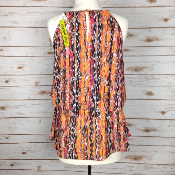 (Gianni Bini) Sleeveless Bar-Neck Ruffle Blouse - Picture 3 of 4