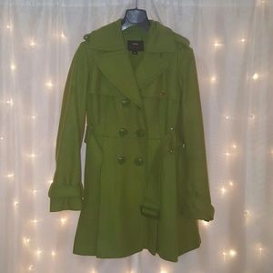 Lime green wool pea coat
