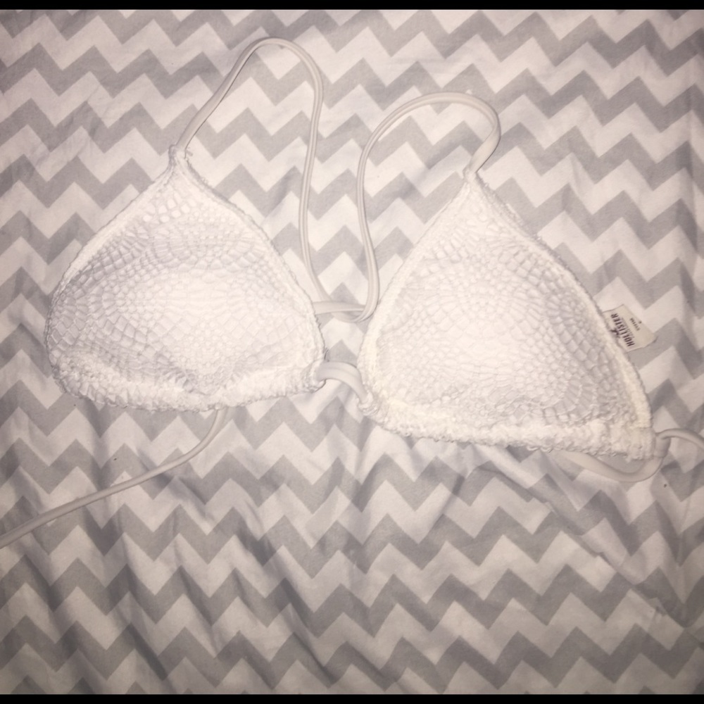Hollister white lace bikini top