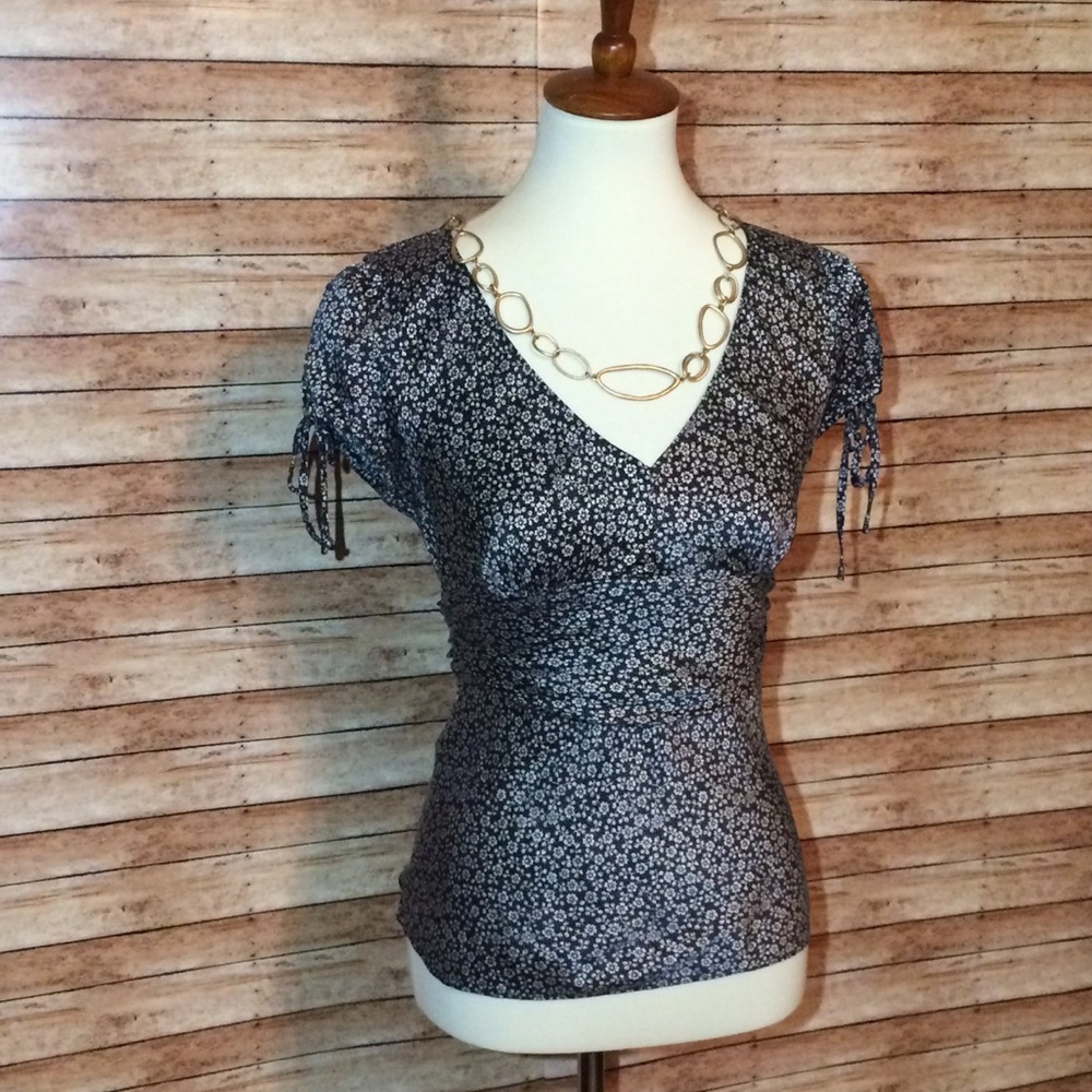 Express Black and White silk top