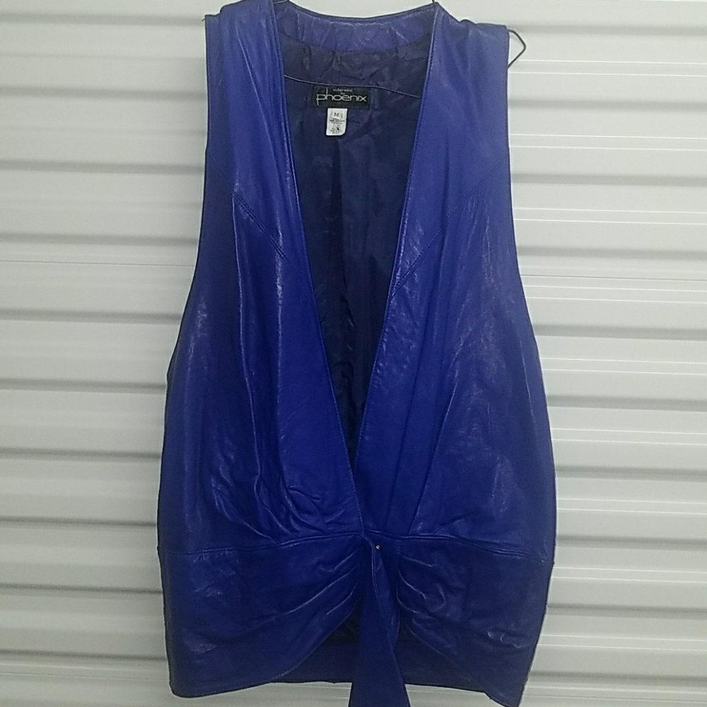 Vintage leather  Royal Blue Vest