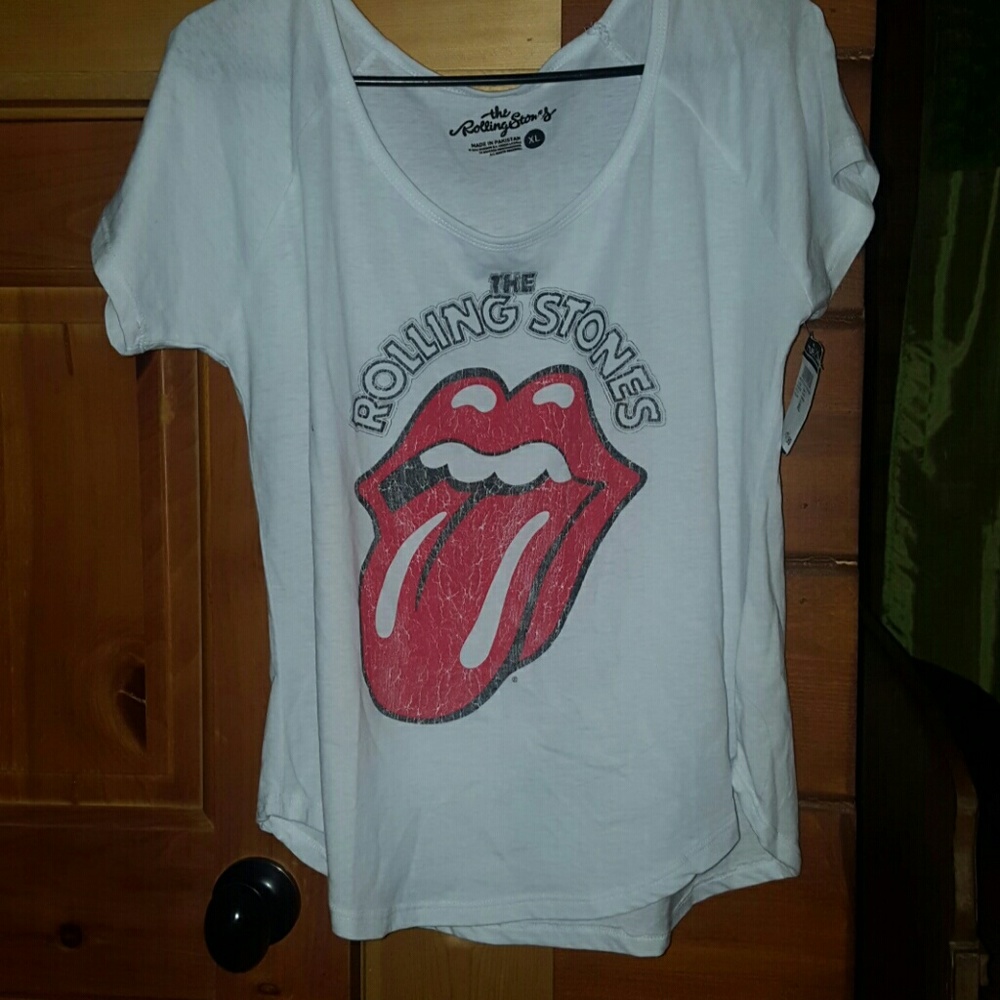 New white rolling Stones tee