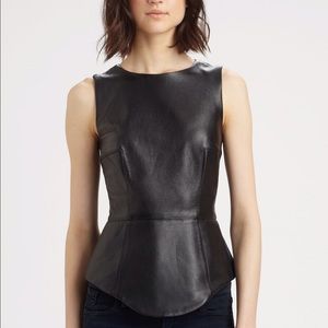 Tibi leather peplum top