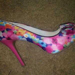 Multi colored summer heel open toe