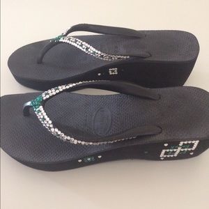 HAVAIANAS High Swarovski Crystal Black Flip Flop