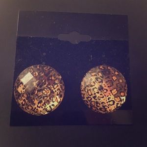Cheetah button earrings