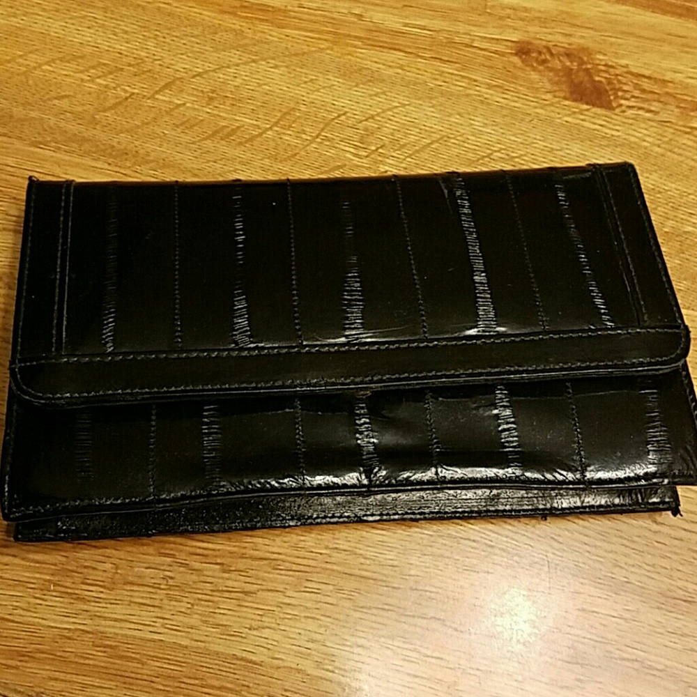 Clutch, black soft Eel leather