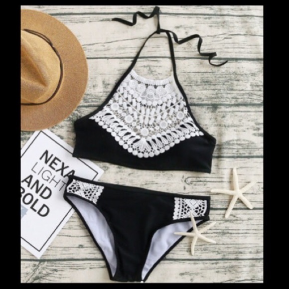 5⭐️ RATED! Lace Embellished Halter Neck Bikini Set - Picture 6 of 8