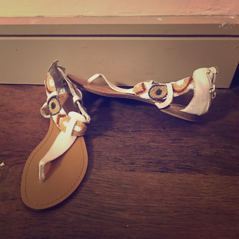 Guess beaded white sandals