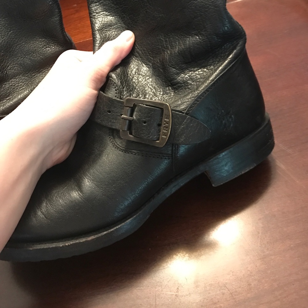 Black leather Frye boots