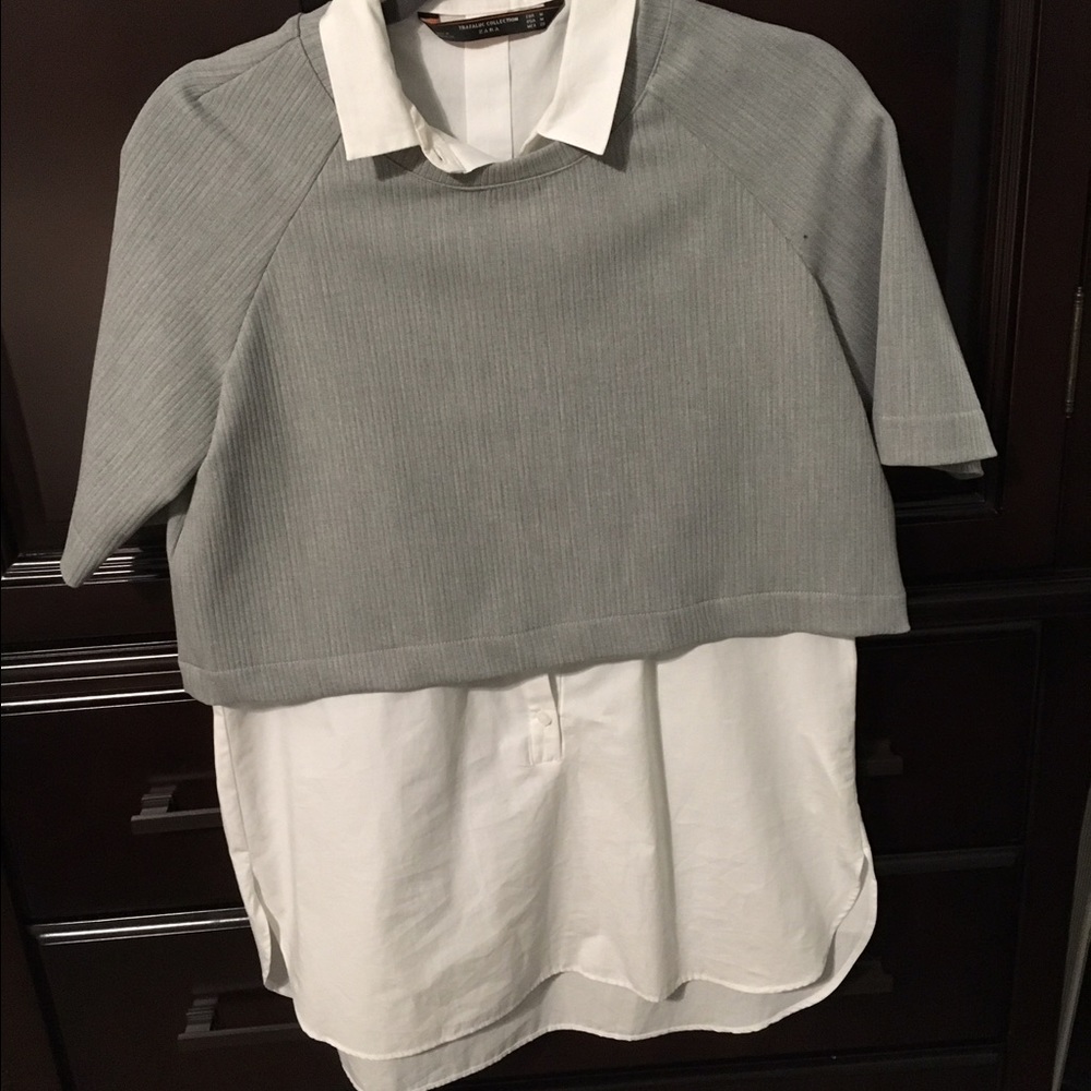 Zara crop top with attached shirt