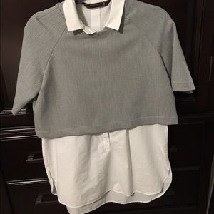 Zara crop top with attached shirt