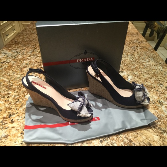 Prada wedge denim wedges - Picture 2 of 4