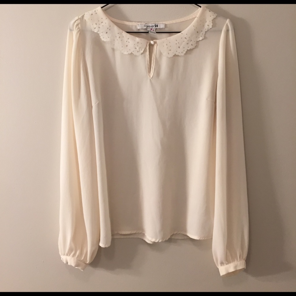 Cream Peter Pan collared blouse