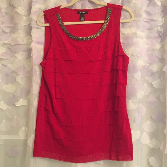 Alfani Tops - Alfani Size Large Red Tiered Top