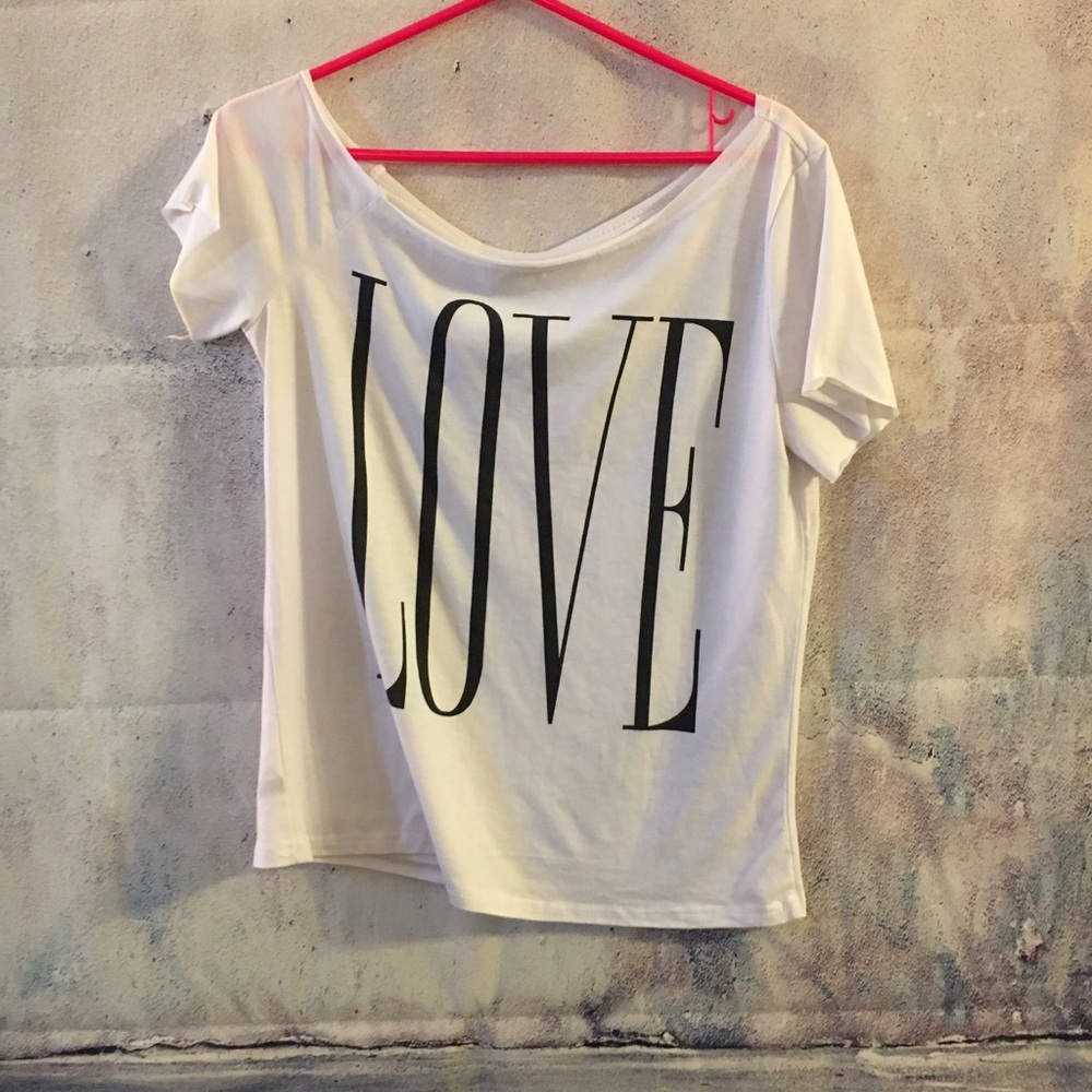 White off the shoulder t shirt