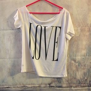 White off the shoulder t shirt