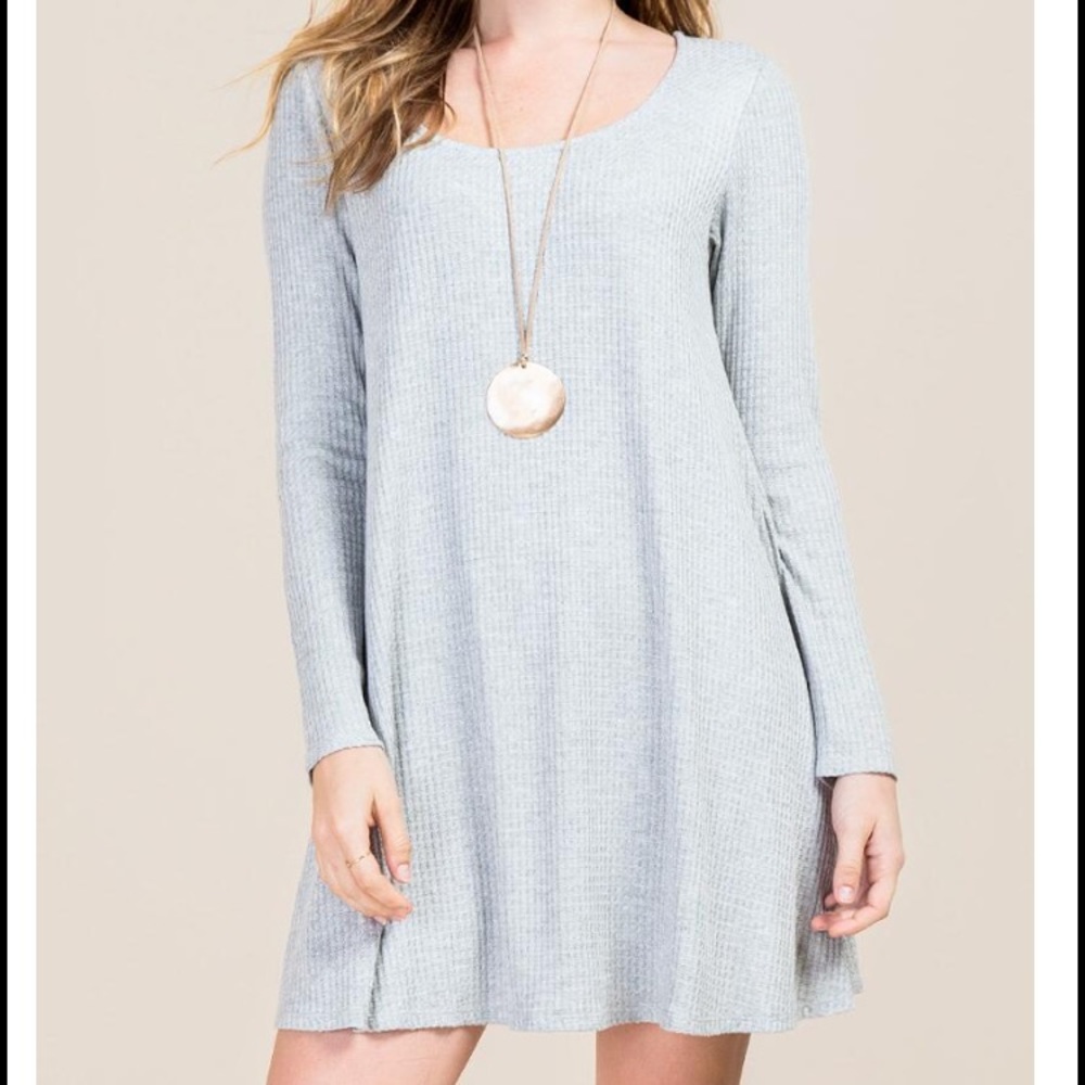 Erin waffle shift dress in heather grey