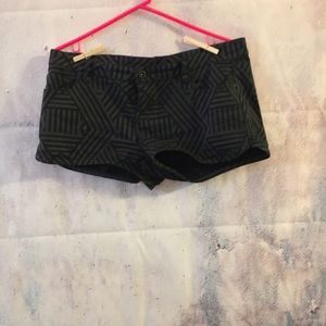 Black and gray striped shorts