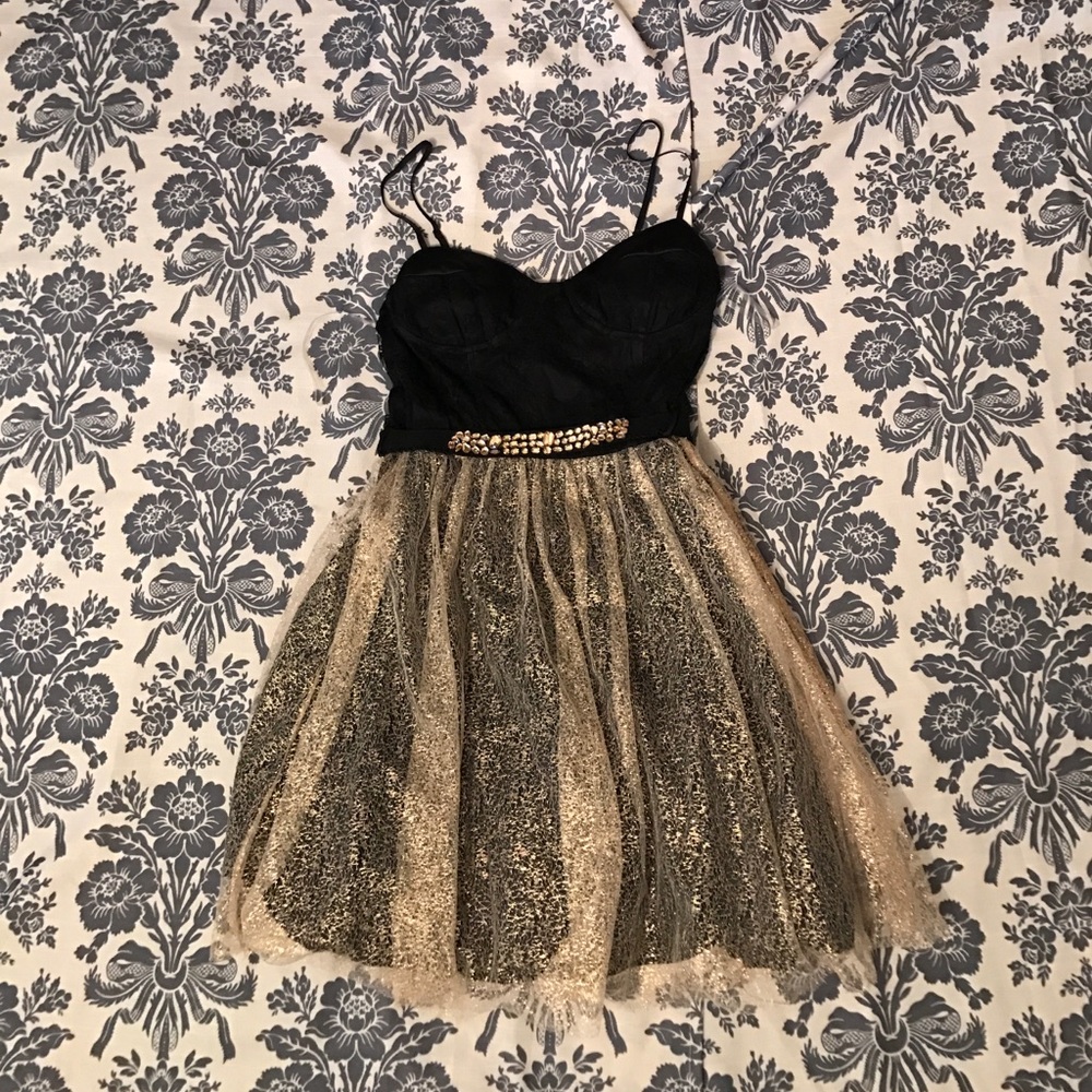 Gold Prom/ Homecoming Mini Dress