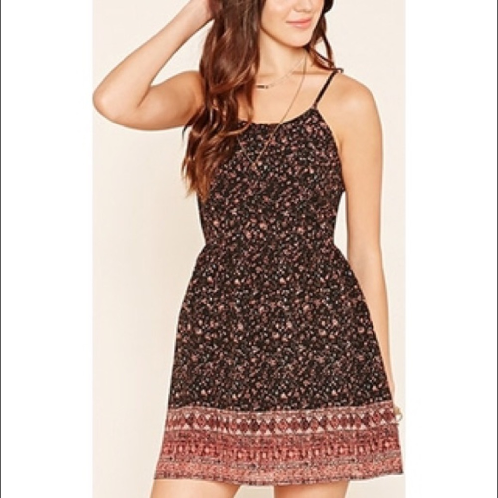 Black & Coral Floral Dress
