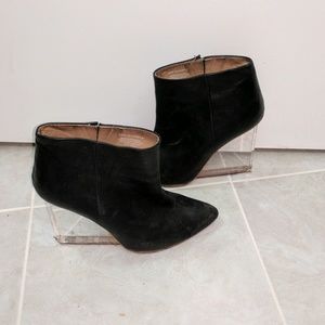 Booties with lucite heel