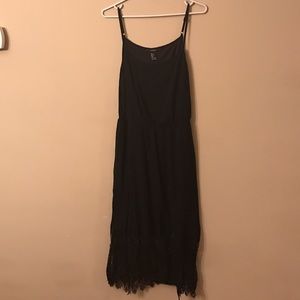 Black Midi Dress with Lace bottom