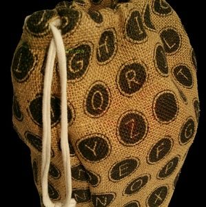 StyledByMiracle Lg Burlap Letters Drawstring Bag