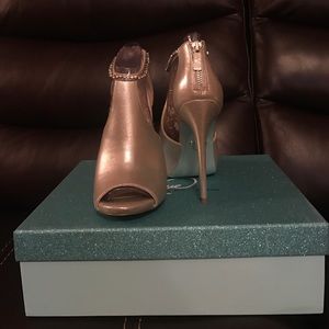Betsy Johnson Silver Booties With Rhinestones