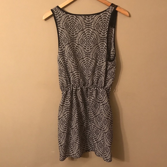 Black & White Faux Wrap Dress with Lace Straps - Picture 2 of 2