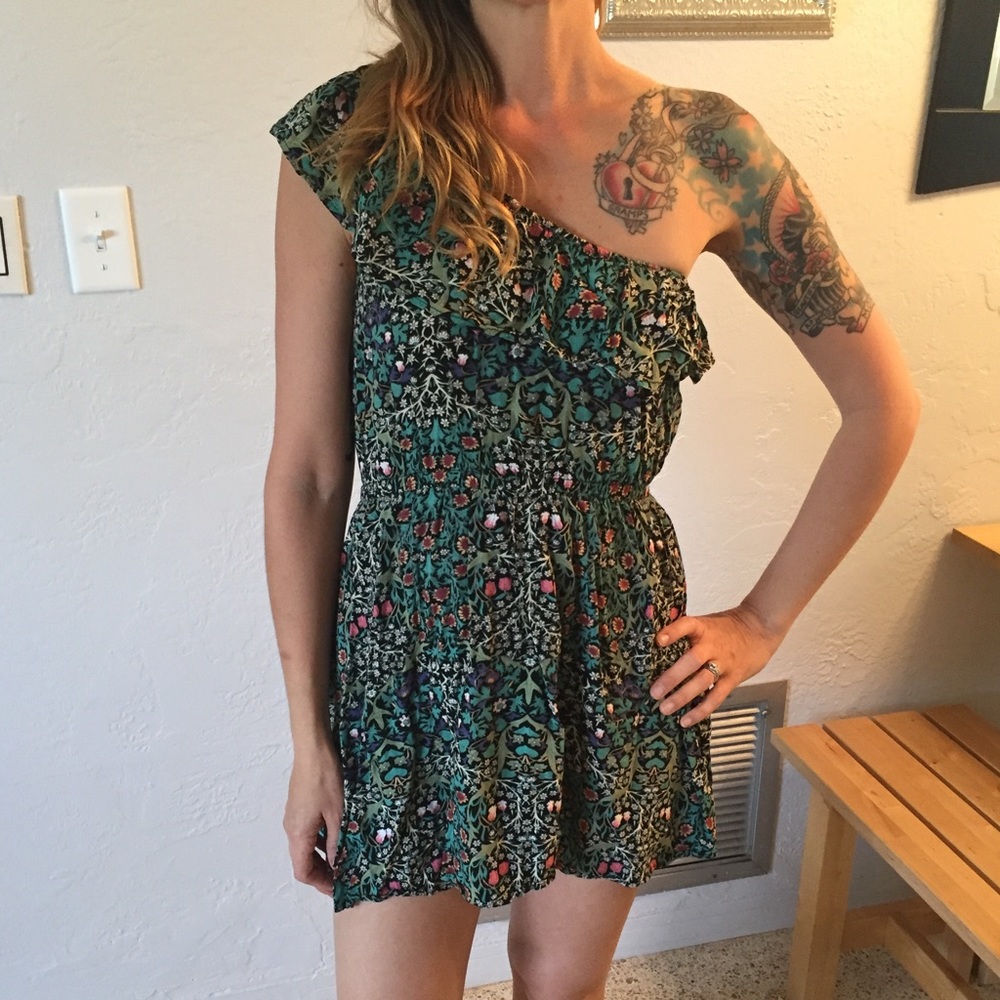 One shoulder beautiful floral dress